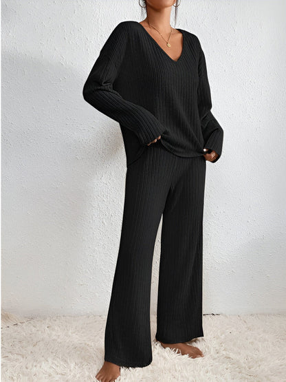 Isla – Ensemble pull en maille et col en V pour femme
