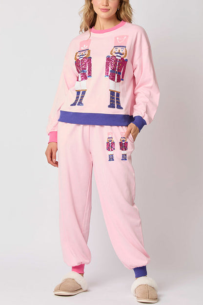 Ensemble de Noël à paillettes : Sweat-shirt et pantalon de jogging ample