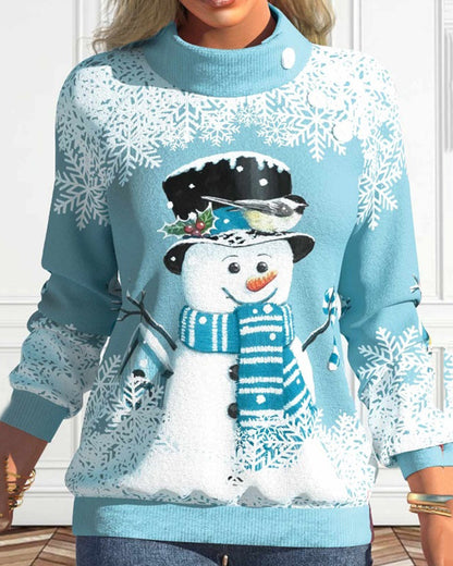 Robe d'hiver motif bonhomme de neige col montant