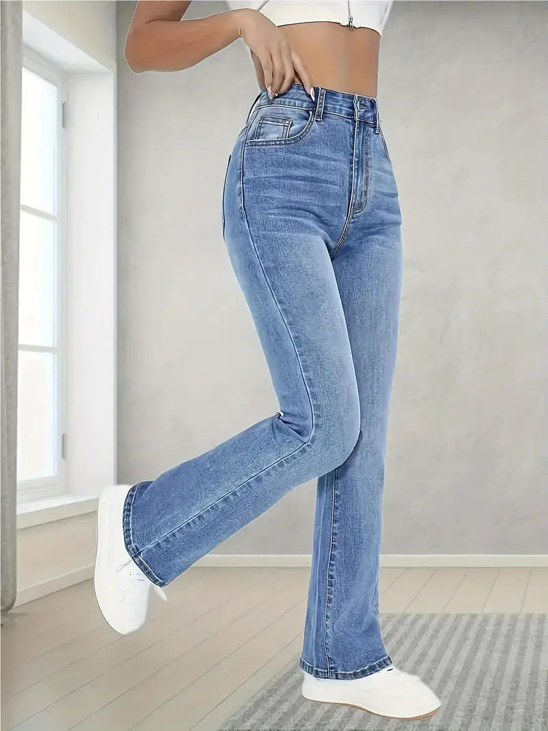 Jean élégant pour femme Printemps Coupe droite
