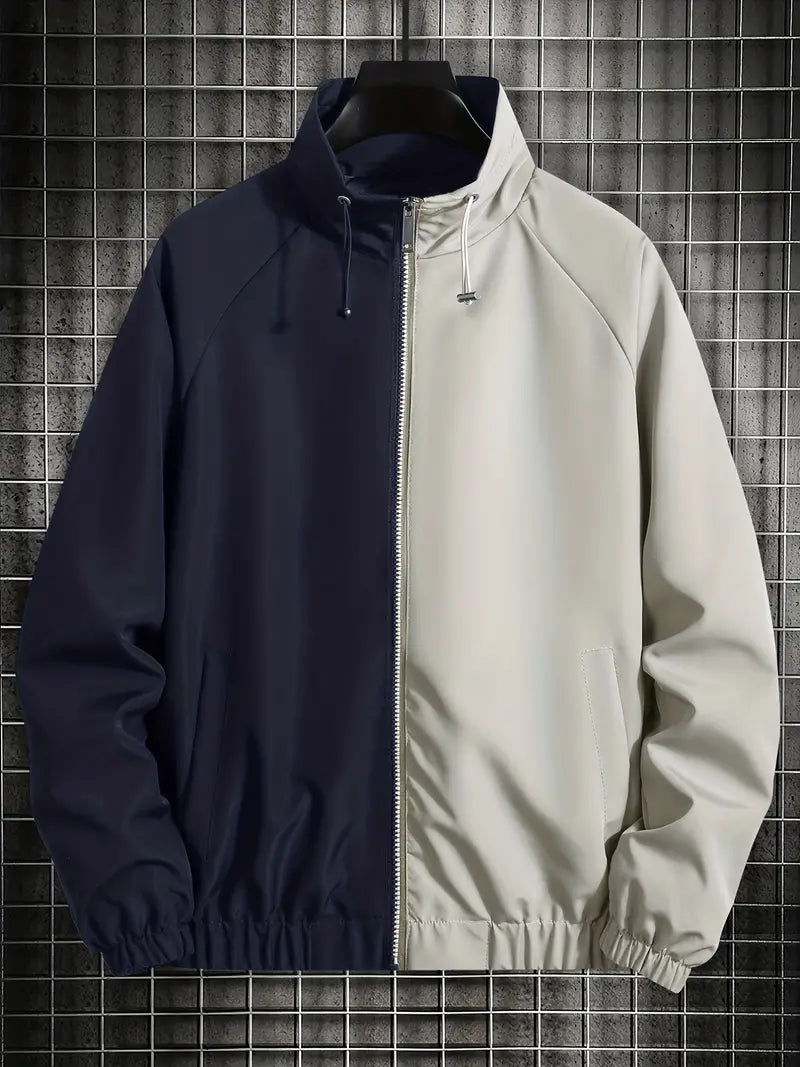 Männer Lederjacke Cool Farbblock Design - IdealeKleiden