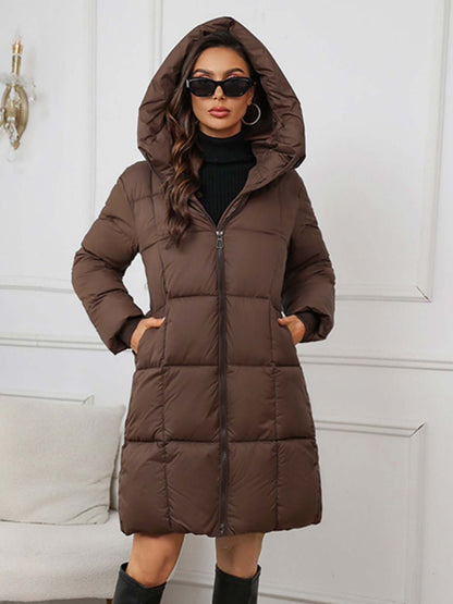 Parka long d'hiver pour femme avec capuche isolé
