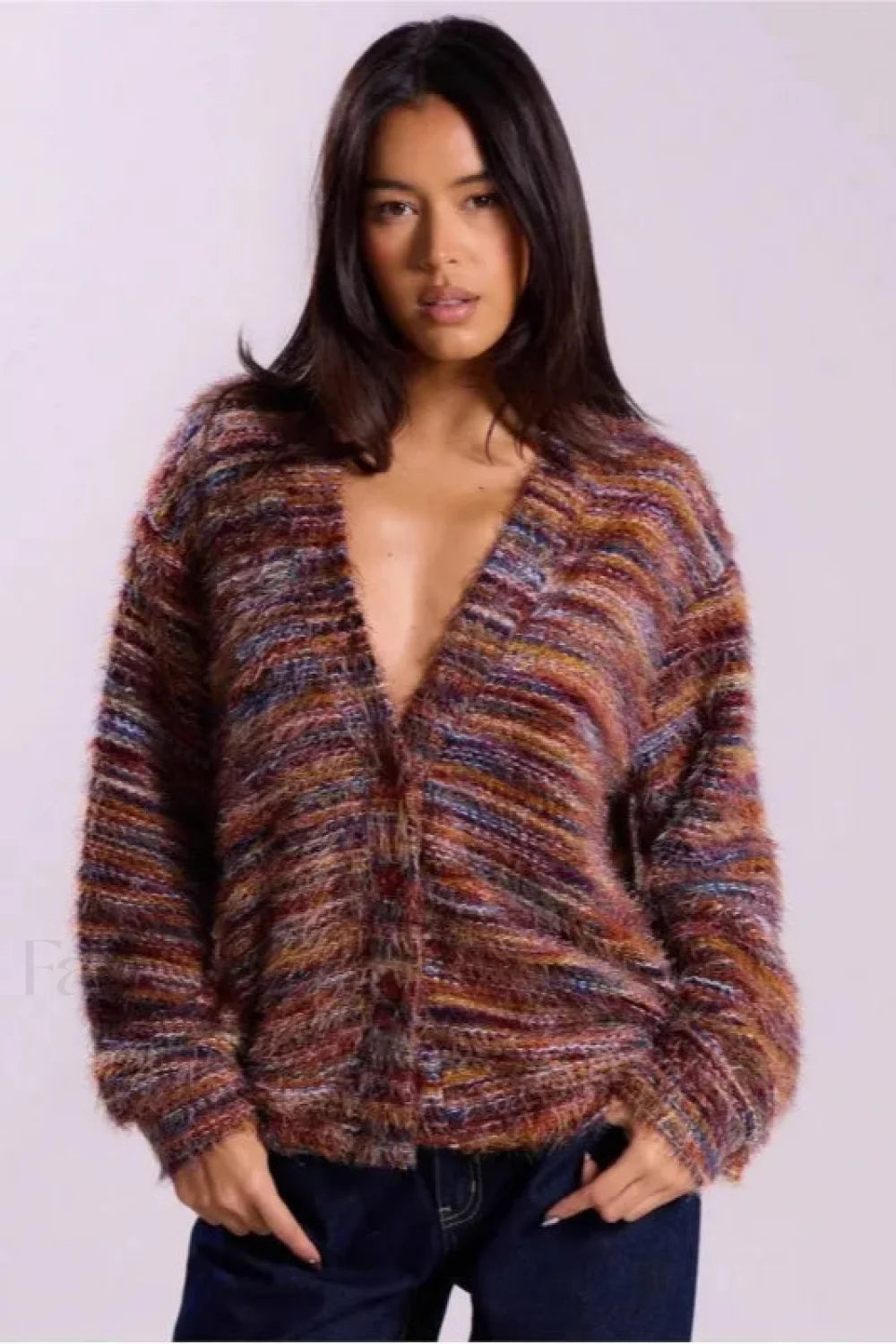 Cardigan élégant à rayures vintage
