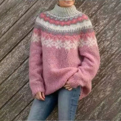 Pull norvégien femme col rond chaud d'hiver