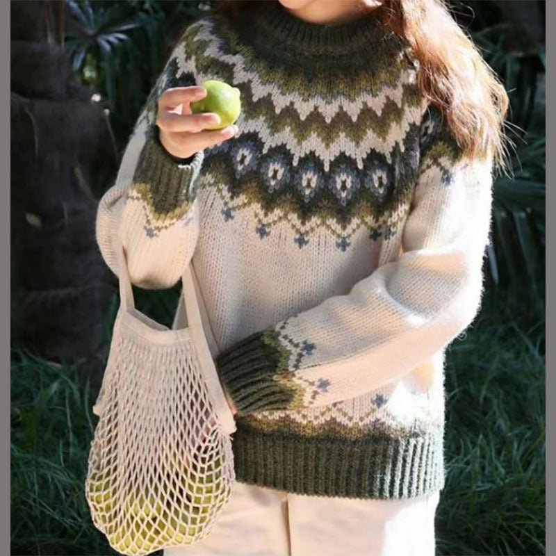 Damen Pullover Winter Trendig mit Motivdruck - IdealeKleiden