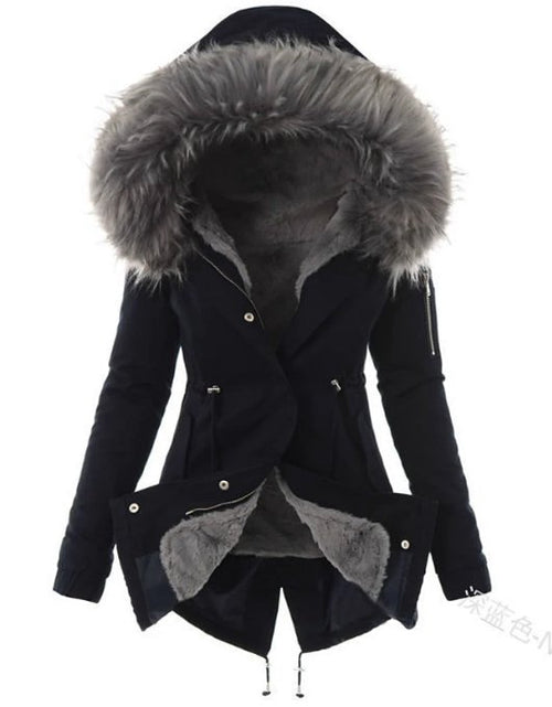 Winterparka Damen Fleece Kapuze Fellbesatz - IdealeKleiden
