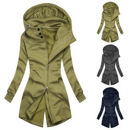 Damen Hoodie Slim Fit Hochkragen Jacke - IdealeKleiden