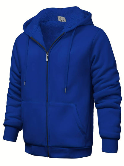 Pull à capuche uni avec fermeture éclair moderne