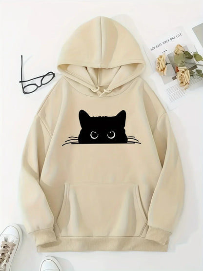 Sweat à capuche douillet motif chat