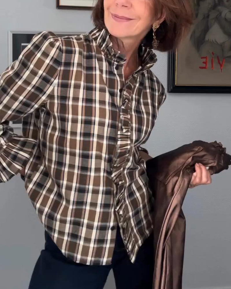 Chemise à carreaux pour homme motif champignons