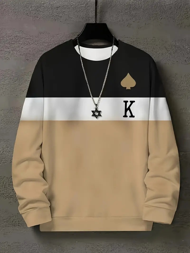 Pull décontracté col rond motif graphique