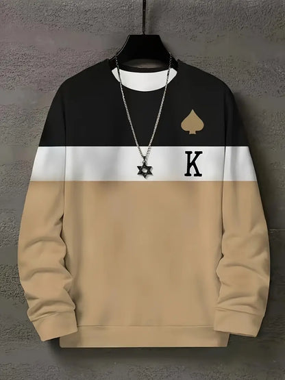 Pull décontracté col rond motif graphique
