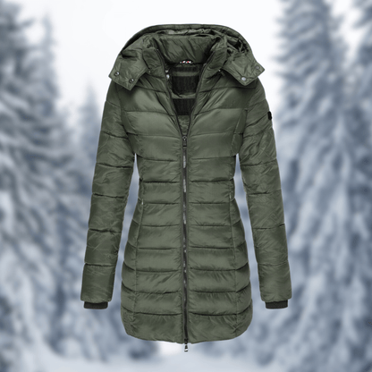 Manteau d'hiver femme mi-long capuche amovible