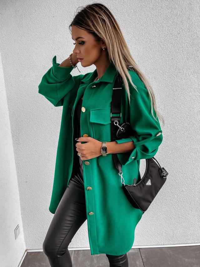 Longue veste moderne pour femme avec col en laine