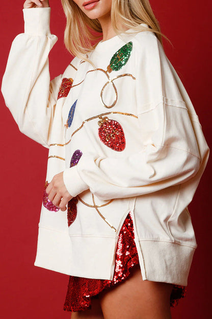 Weihnachtspullover Glitzer Pailletten Sweatshirt - IdealeKleiden
