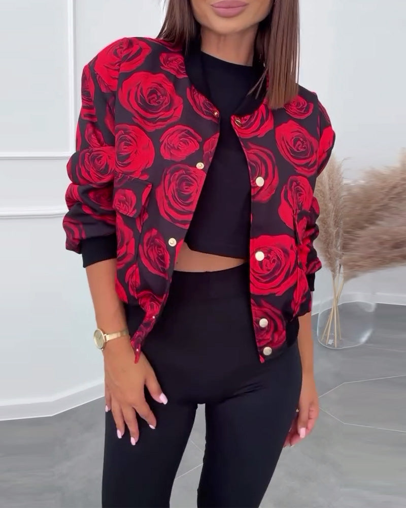 Veste Fleurie Femme Élégante Boutons