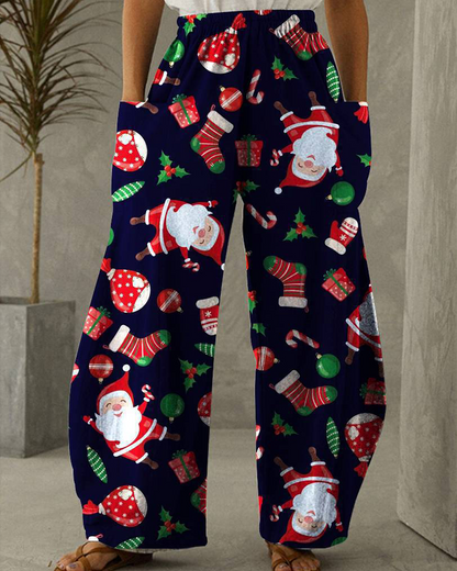 Pantalon de Noël Pantalon décontracté avec imprimé festif