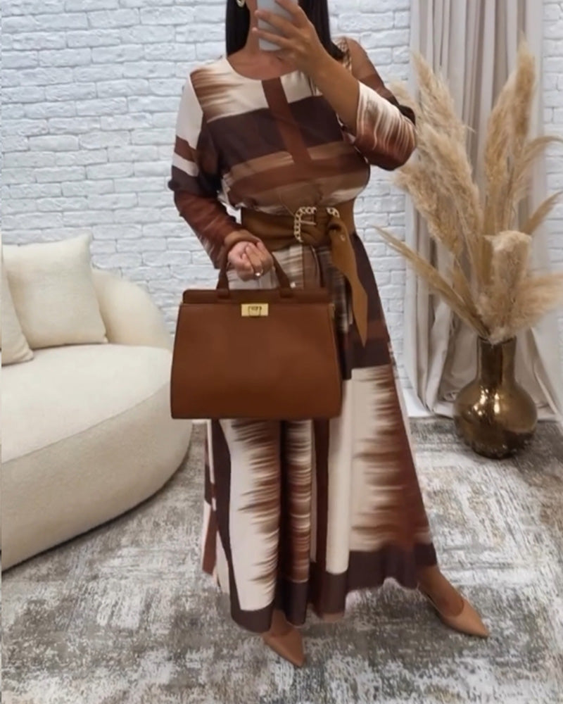 Farbkracher Kleid Rundhals Langärmlig - IdealeKleiden
