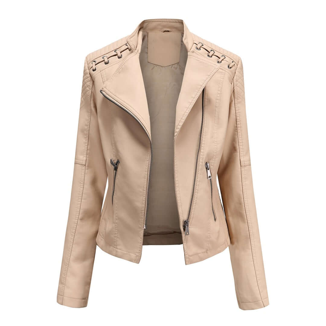 Veste en cuir femme style motard tendance
