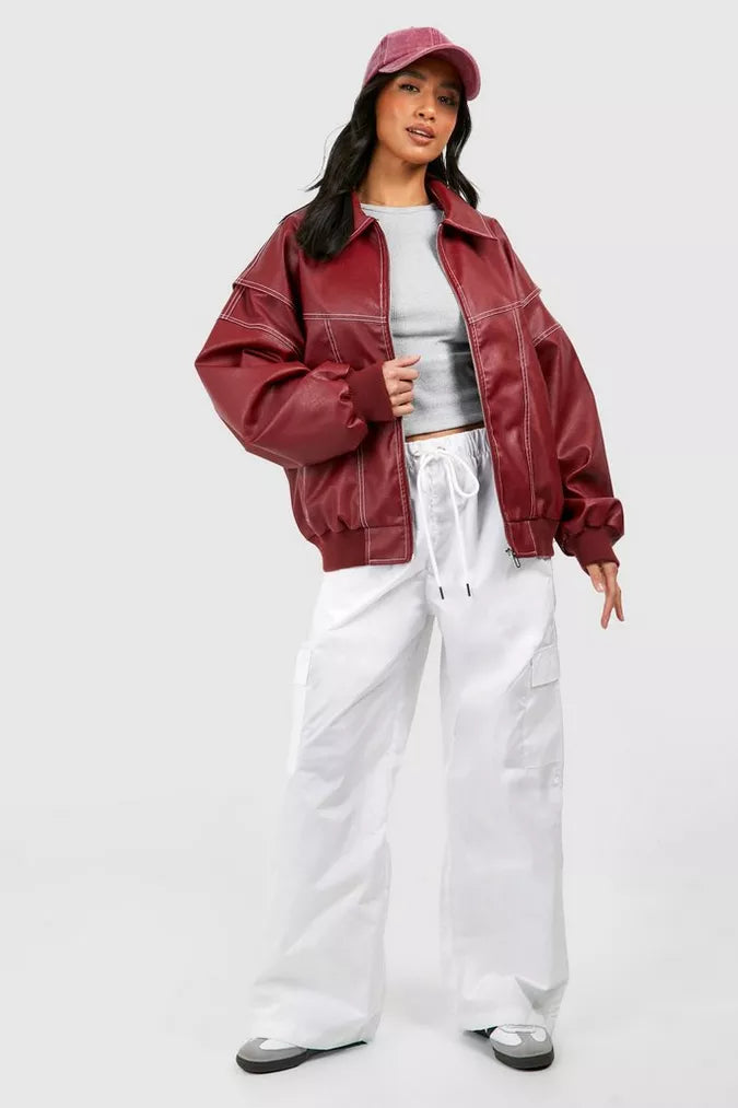 Veste femme Mode Rouge Oversize Élégante