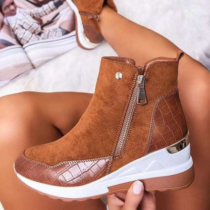Damen Leder Stiefel High Heel Schuhe - IdealeKleiden