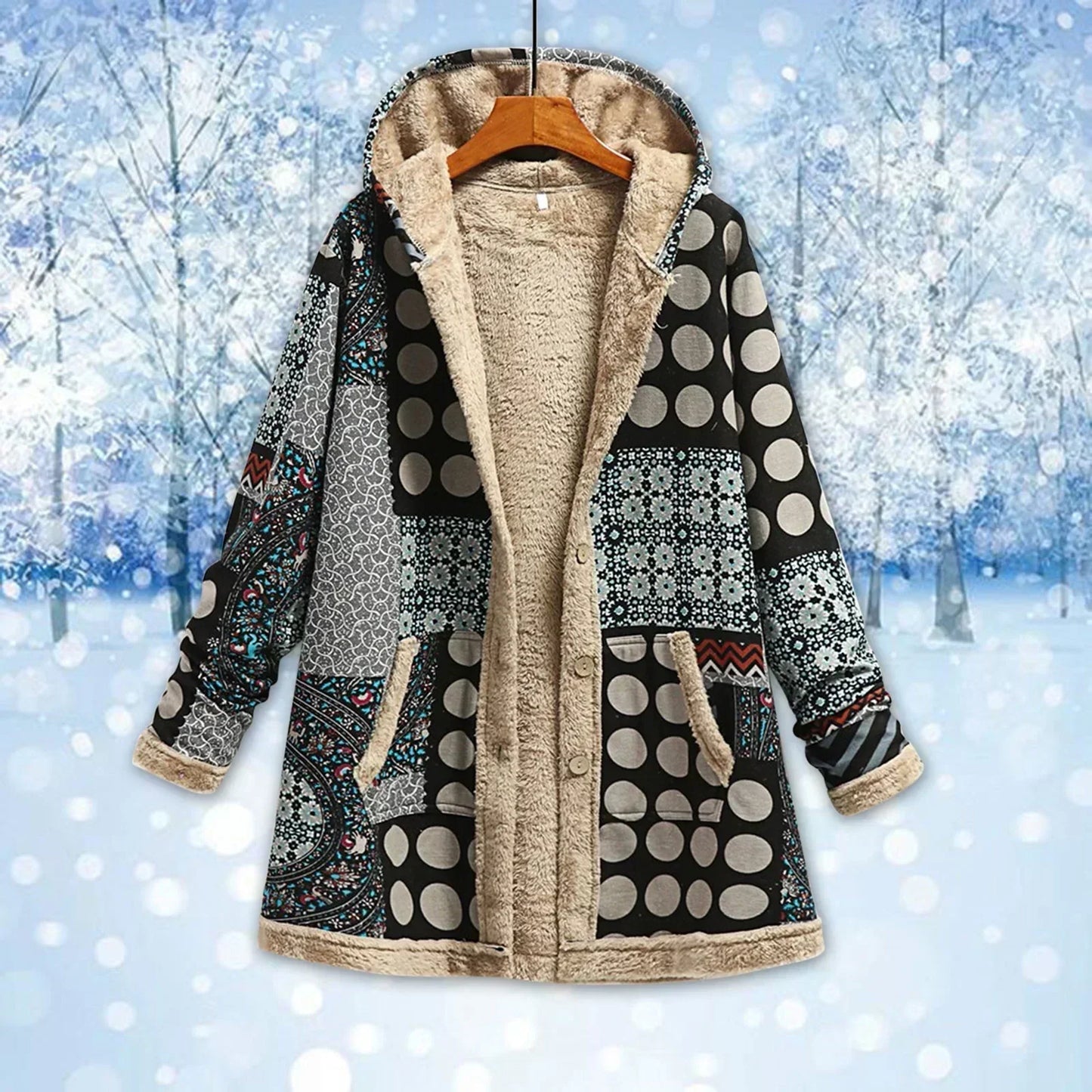 Veste polaire femme Manteau long à capuche Coupe décontractée