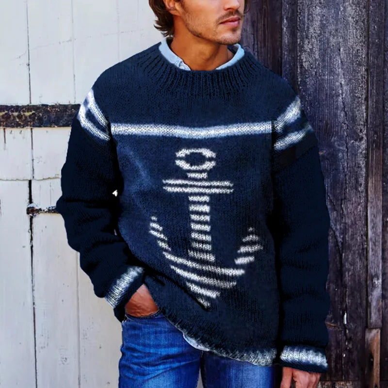 Stylischer Ankerpullover Rundhals - IdealeKleiden