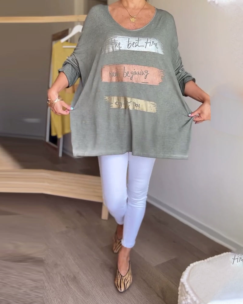 Haut Femme Col Rond Imprimé Top