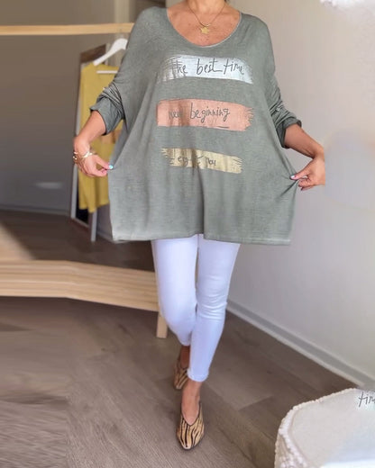 Haut Femme Col Rond Imprimé Top