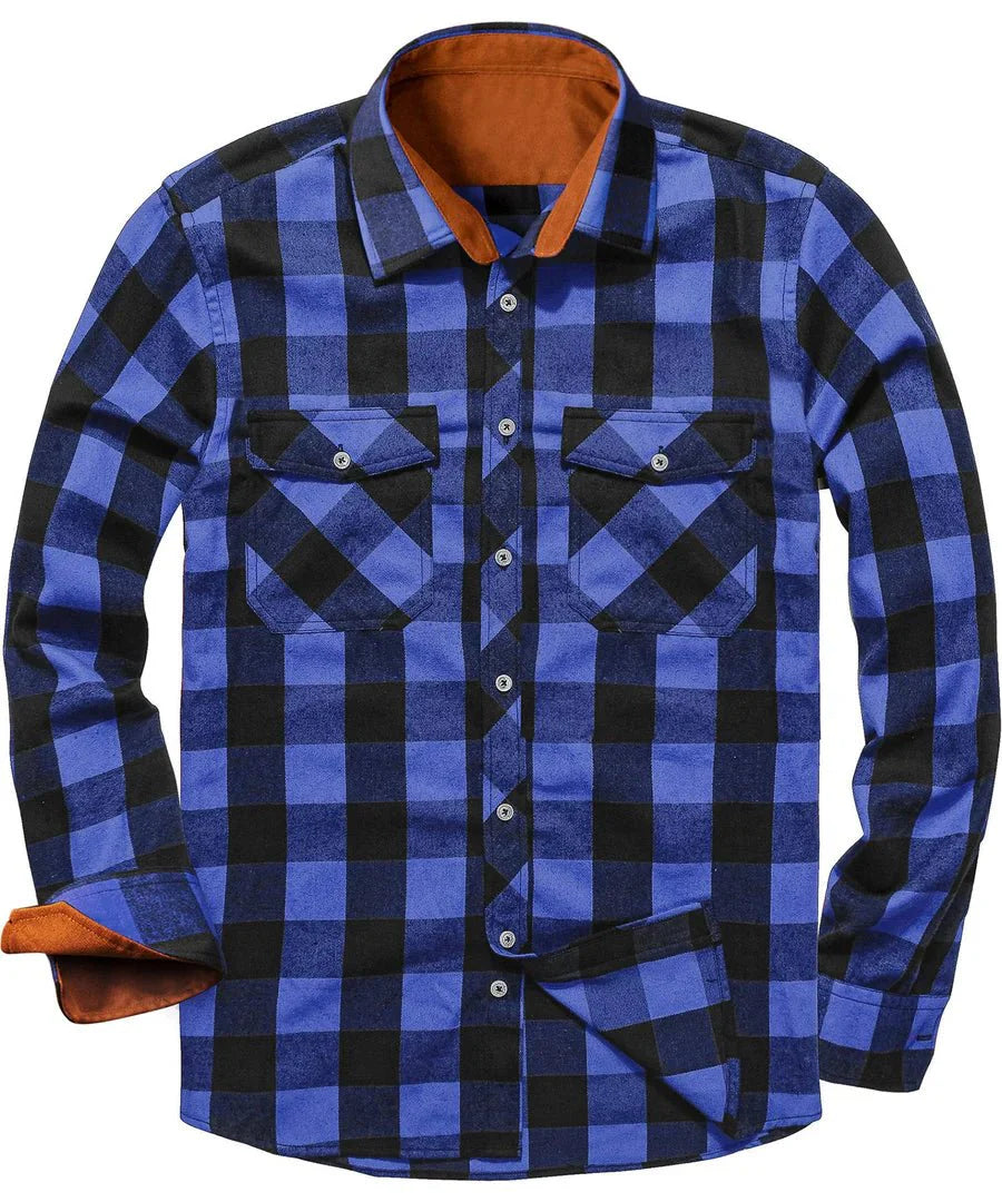Chemise à carreaux en flanelle chaude pour homme