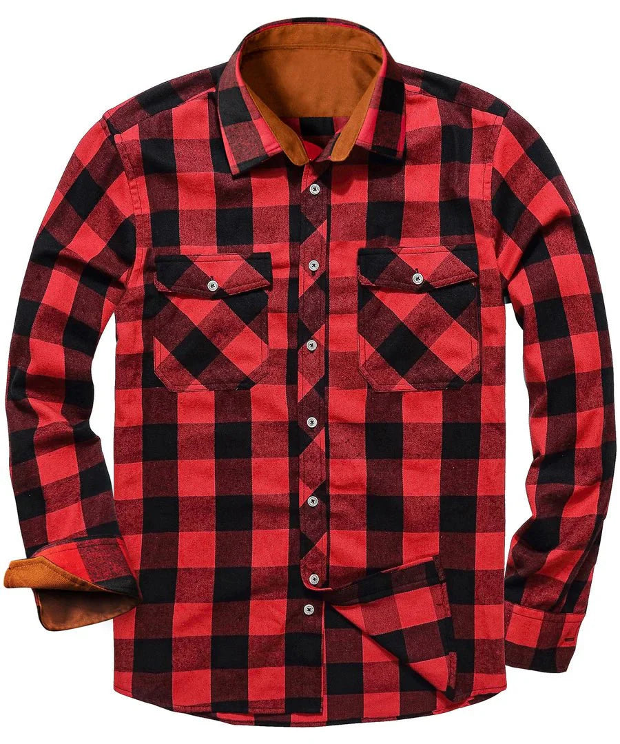 Chemise à carreaux en flanelle chaude pour homme
