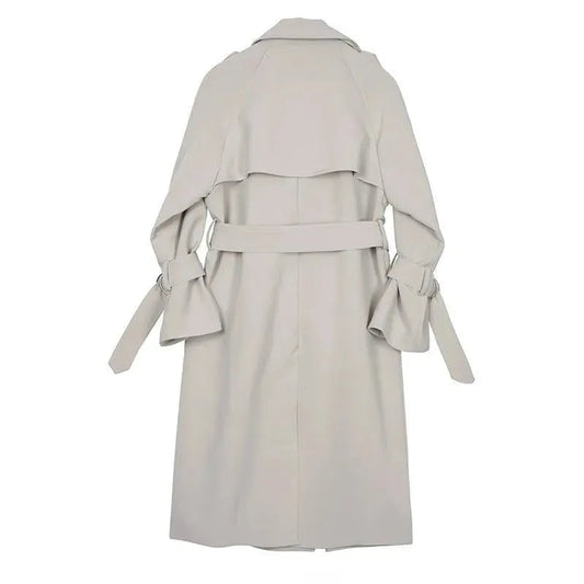 Stylische Damen Trenchcoat Lang Ärmel - IdealeKleiden
