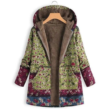 Veste florale pour femme Manteau à capuche en polaire