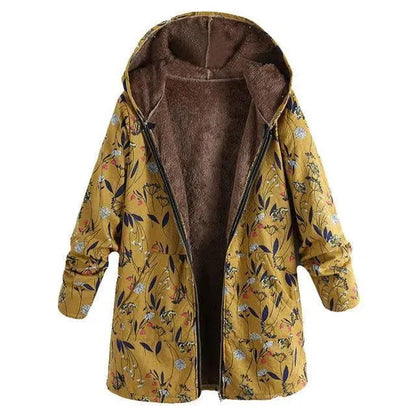 Manteau d'hiver élégant grande taille à motif floral