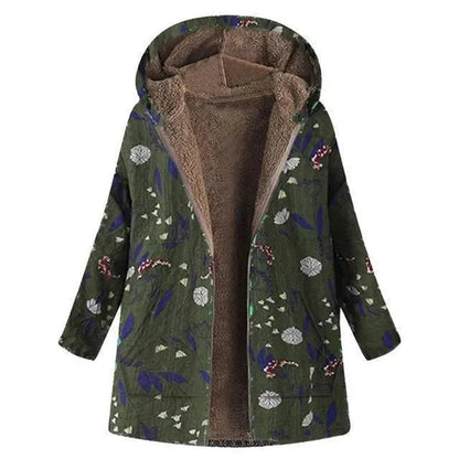 Manteau d'hiver élégant grande taille à motif floral