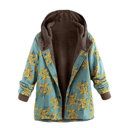 Manteau d'hiver élégant grande taille à motif floral