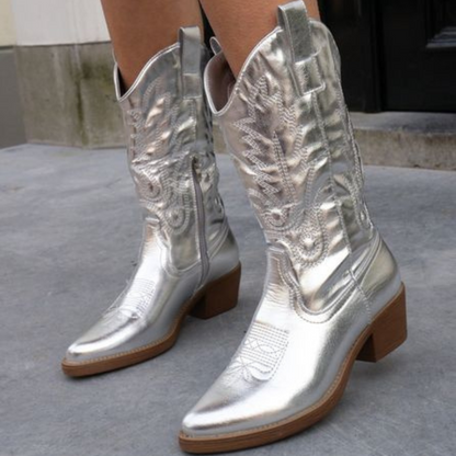 Bottes de cowboy stylées effet métallisé