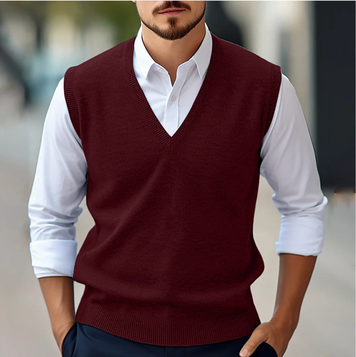 Herren Strickweste V-Ausschnitt Modern Sportlich - IdealeKleiden