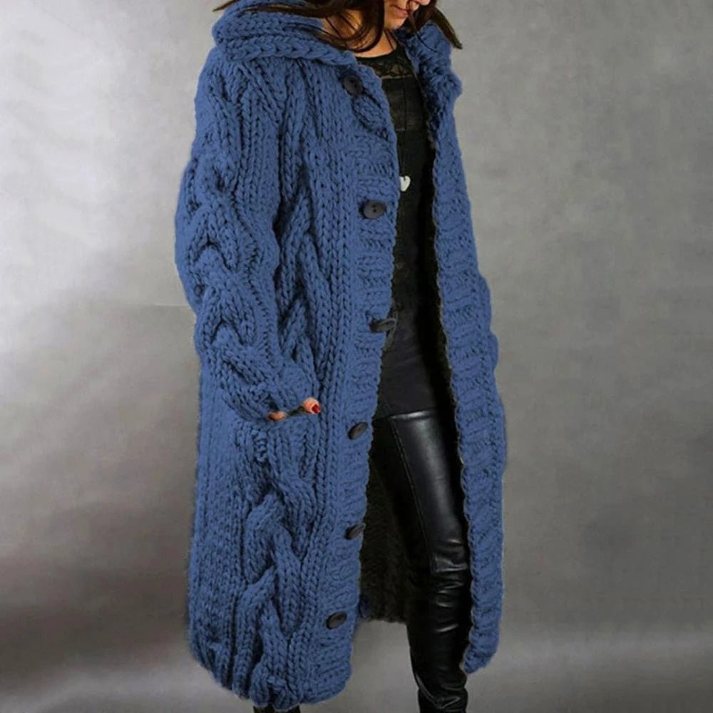 Grand cardigan oversize à motif torsadé avec capuche