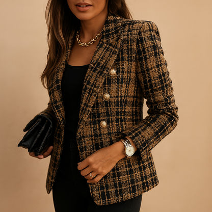 Blazer croisé femme motif losanges Élégance