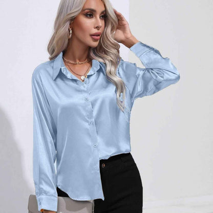 Élégante blouse en satin à effet brillant pour femme