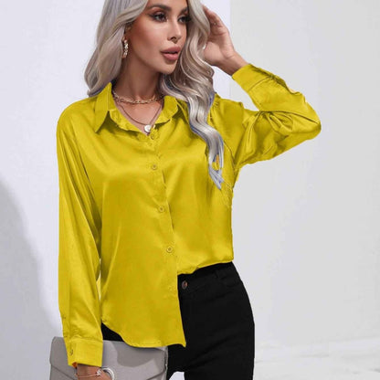 Élégante blouse en satin à effet brillant pour femme