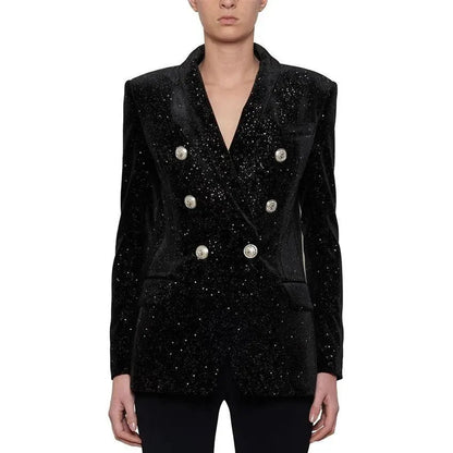 Blazer à Paillettes Femme Élégant Uni