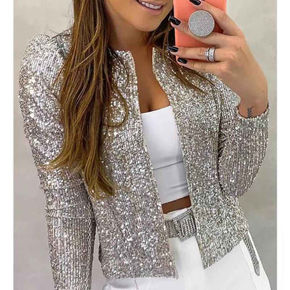 Veste à paillettes festive et élégante
