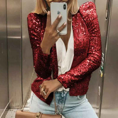 Veste à paillettes festive et élégante