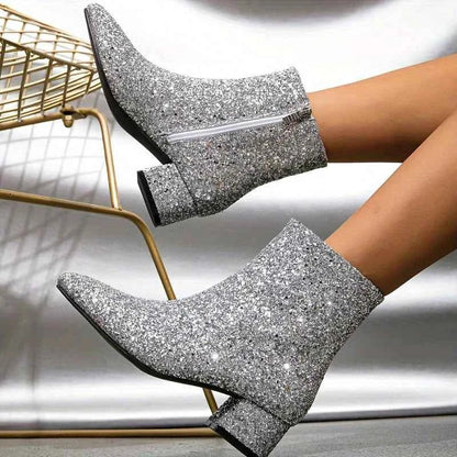 Bottes pailletées femme