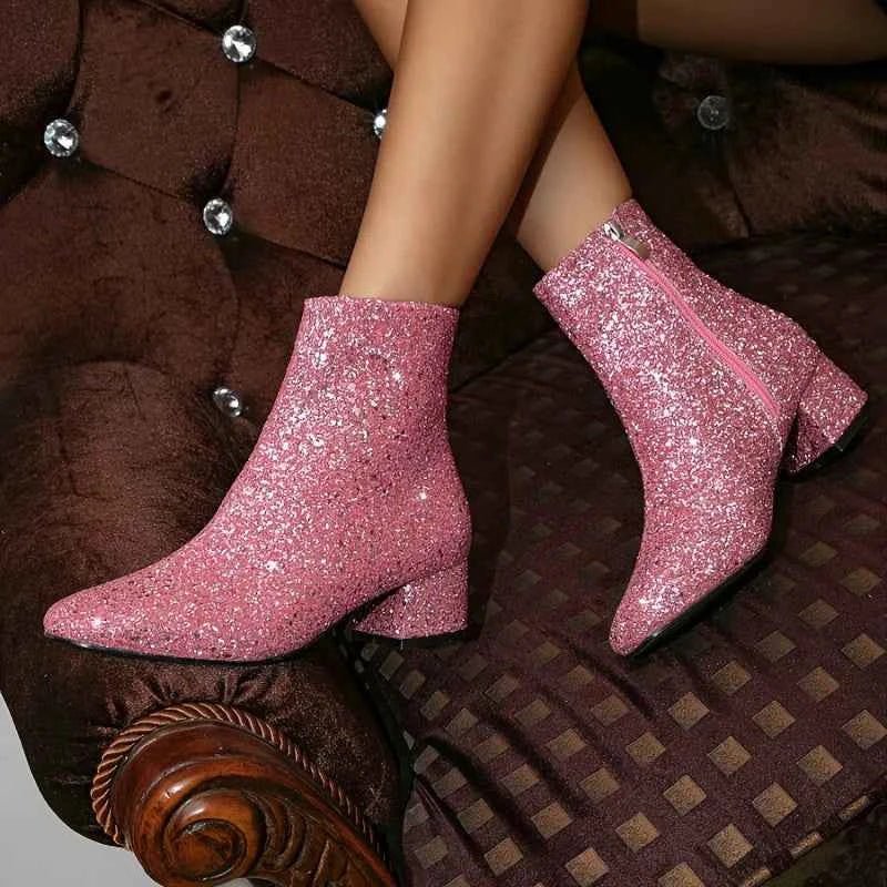 Bottes pailletées femme