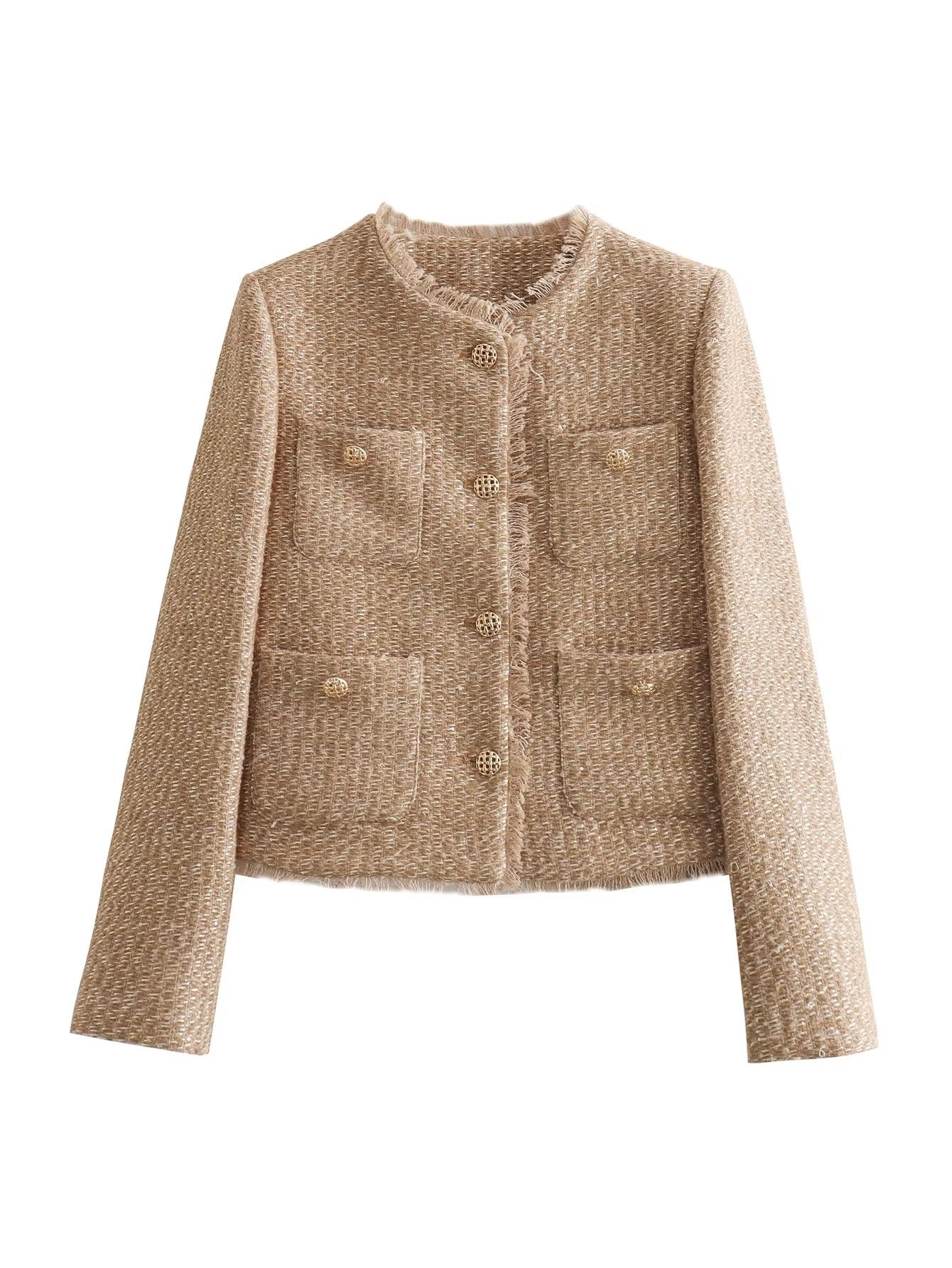 Élégante veste en tweed boutons dorés design exclusif