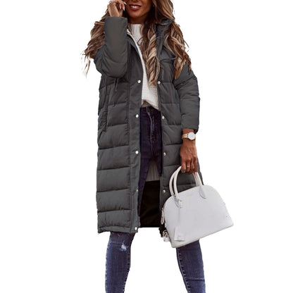 Manteau d'hiver long femme doublé capuche