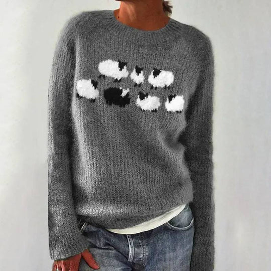 Pull en laine douce motif mouton confortable